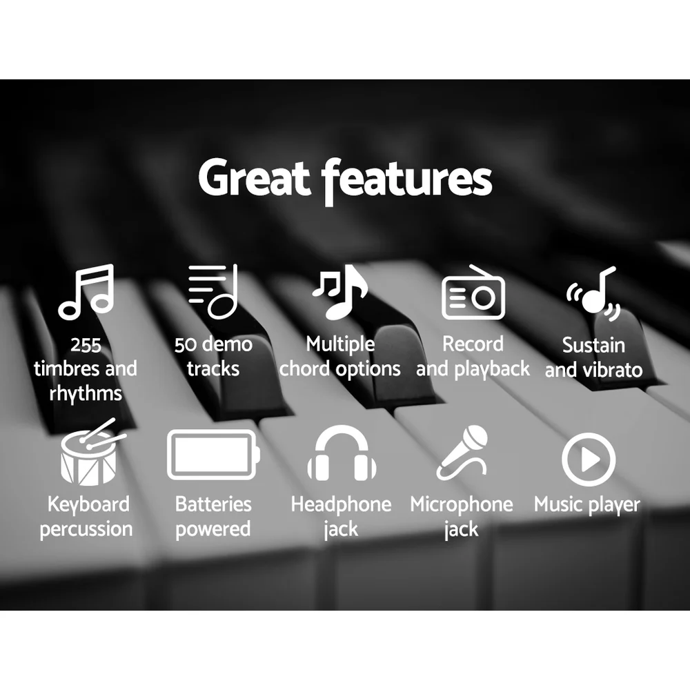 Alpha 61 Keys Electronic Piano Keyboard Digital Electric w/ Stand Stool Speaker - Nurns