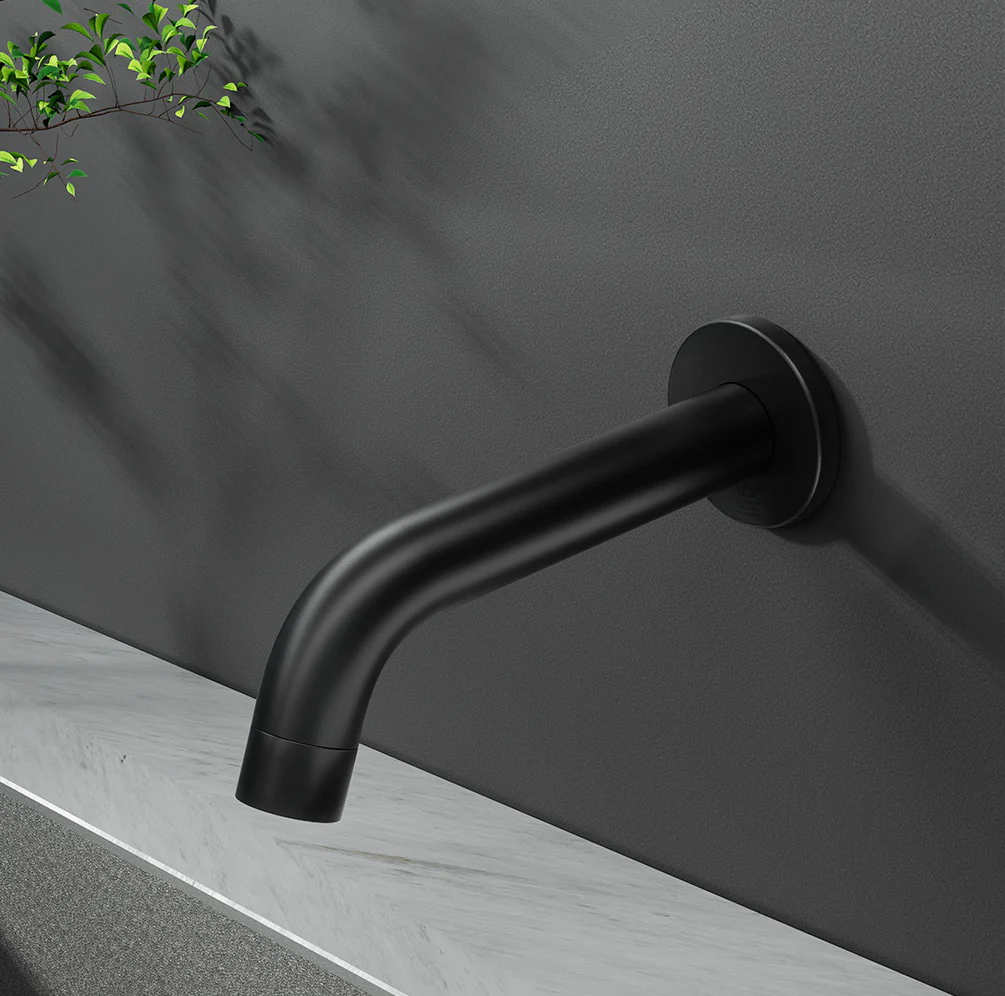 Bathroom Mixer Spout Wall Bath Tap Round Shower Bathtub Black - Nurns