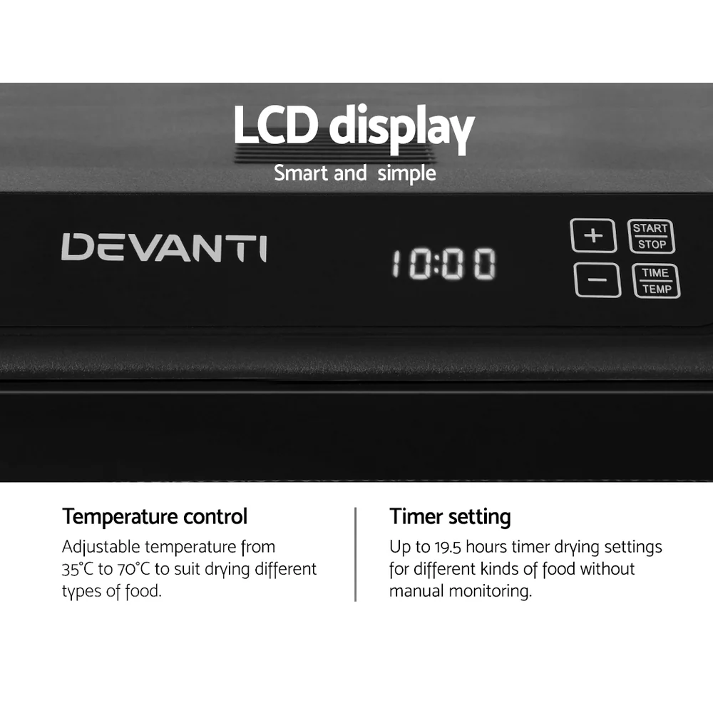 Devanti 6 Trays Food Dehydrator Stainless Steel Tray - Nurns