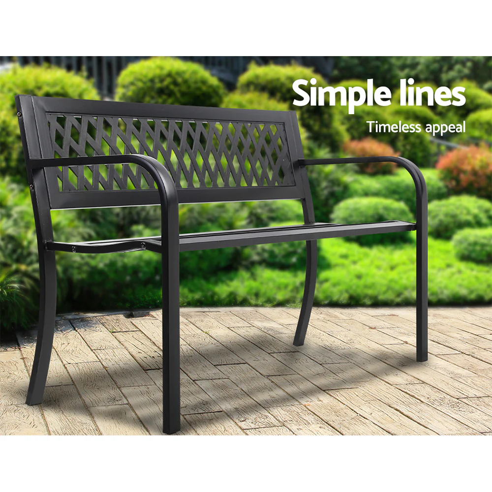 Calliope Steel Modern Garden Bench - Black - Nurns