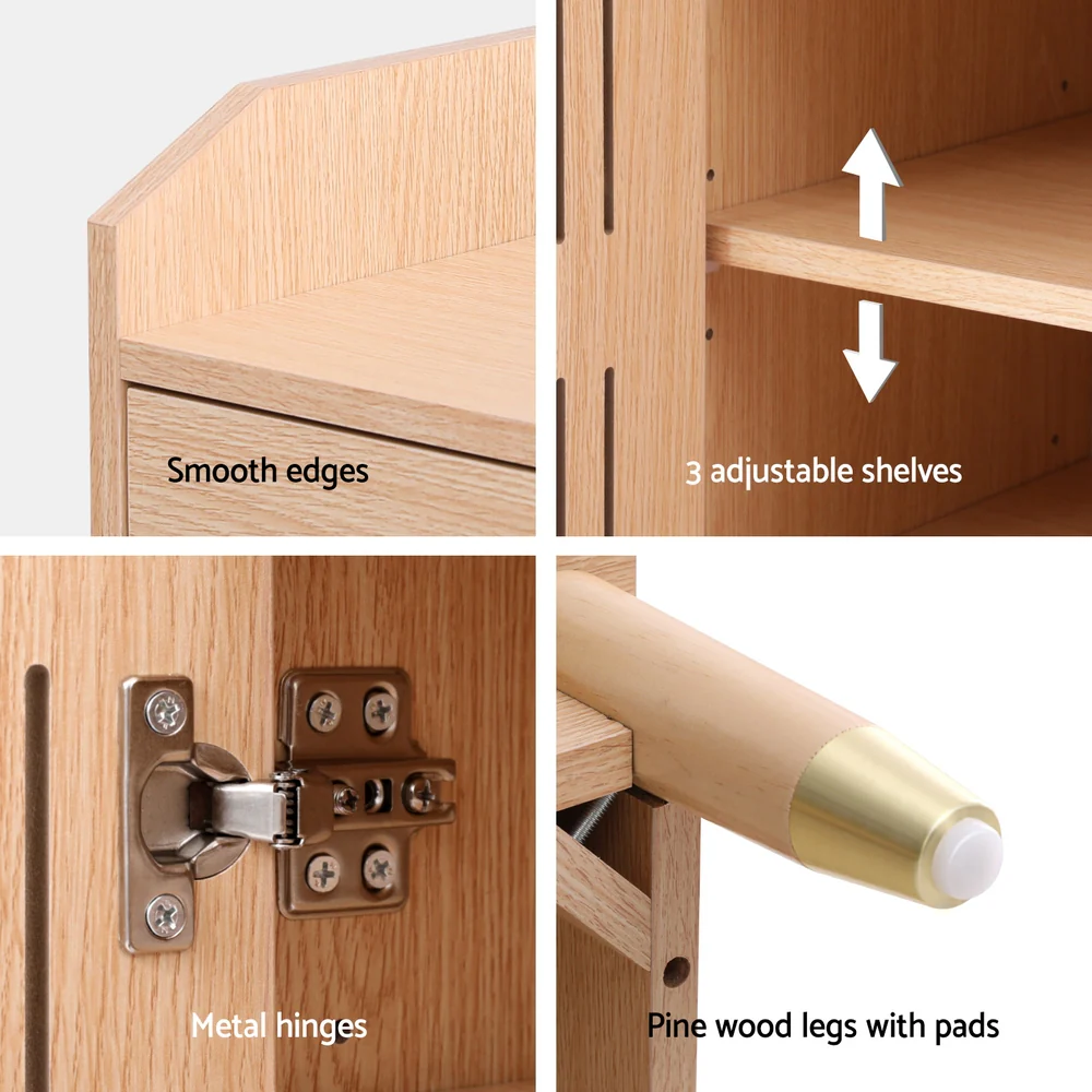 Artiss Shoe Rack Cabinet 4-Tier 16 Pairs Pine - Nurns
