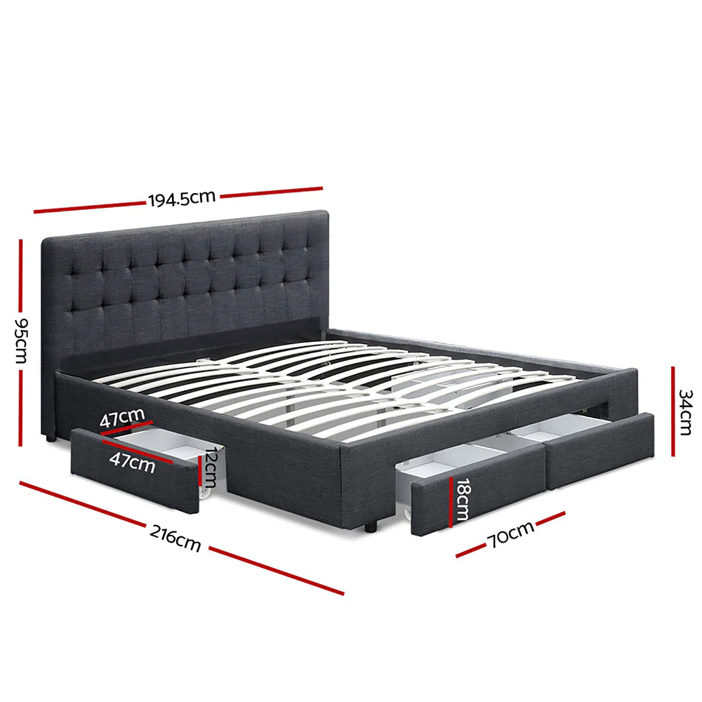 Pluto Bed & Mattress Package - Charcoal King - Nurns