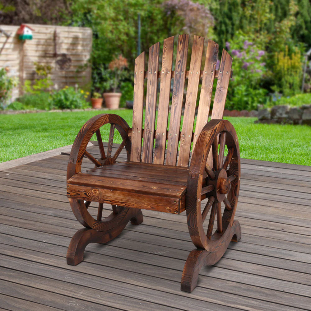 Celestia Wooden Wagon Chair Outdoor - Brown - Nurns