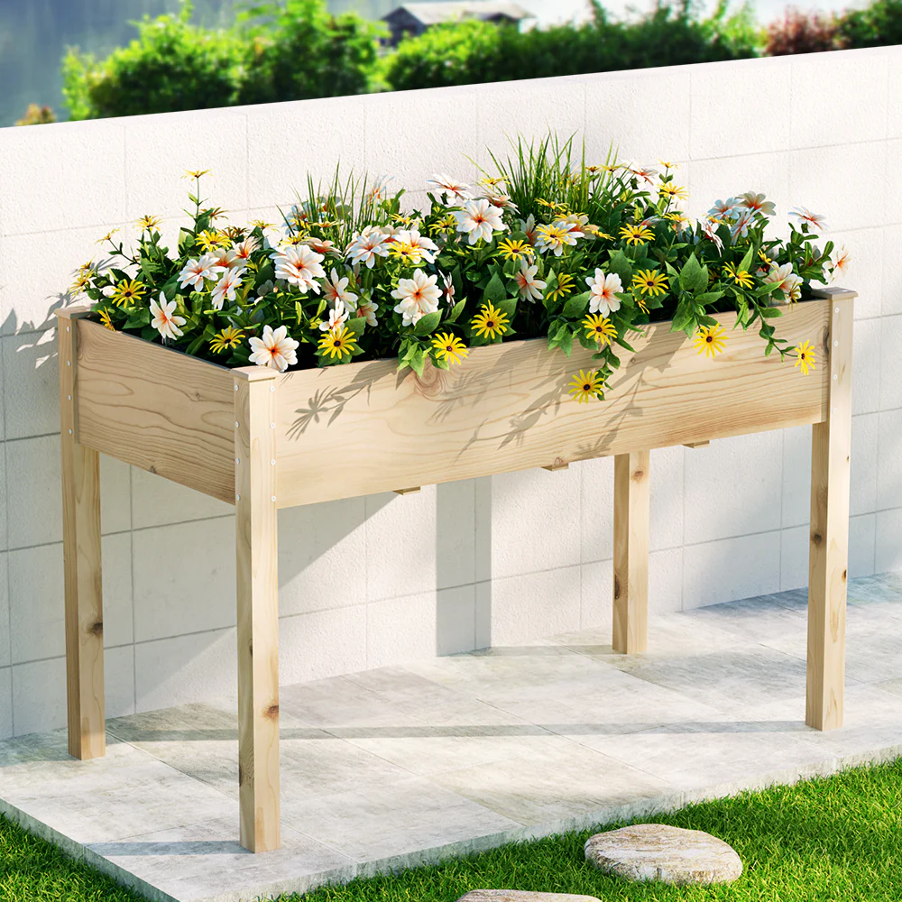 Garden Bed Elevated 120x60x80cm Wooden Planter Box Raised Container - Nurns
