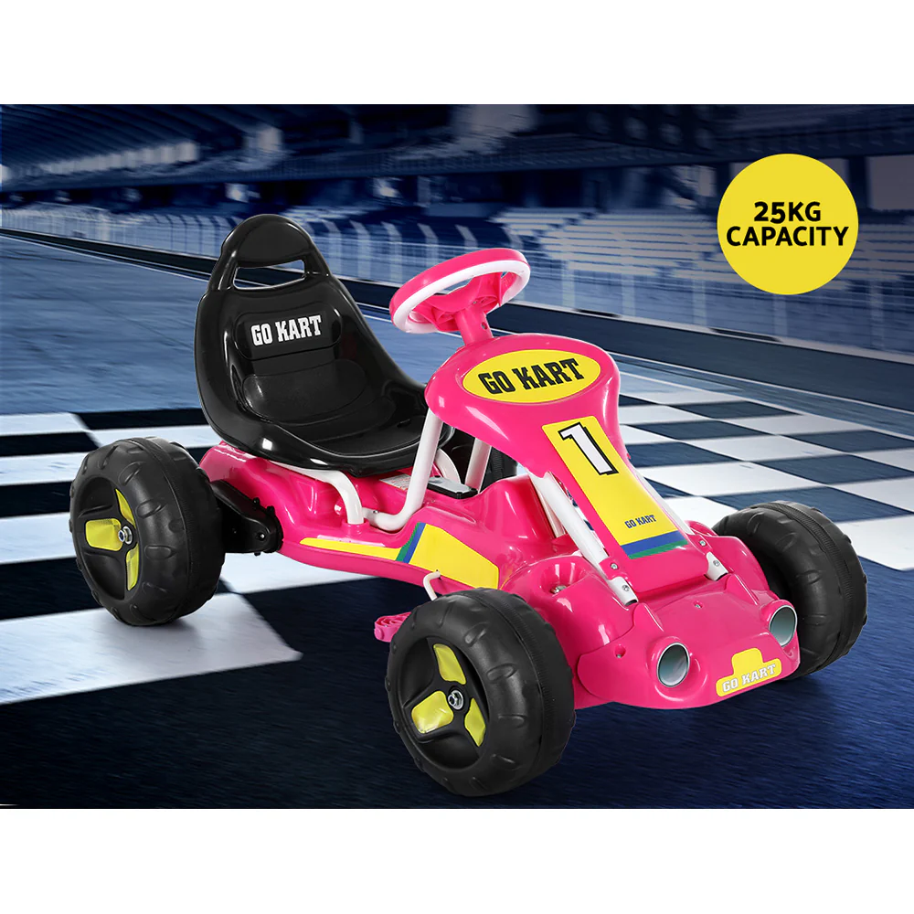 Kids Pedal Go Kart Ride On Toys Racing Car Plastic Tyre - Pink - Nurns