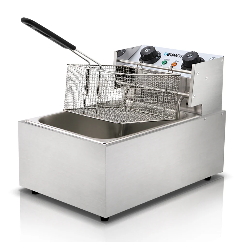 Devanti 10L Electric Commercial Deep Fryer Single Basket 2200W - Nurns