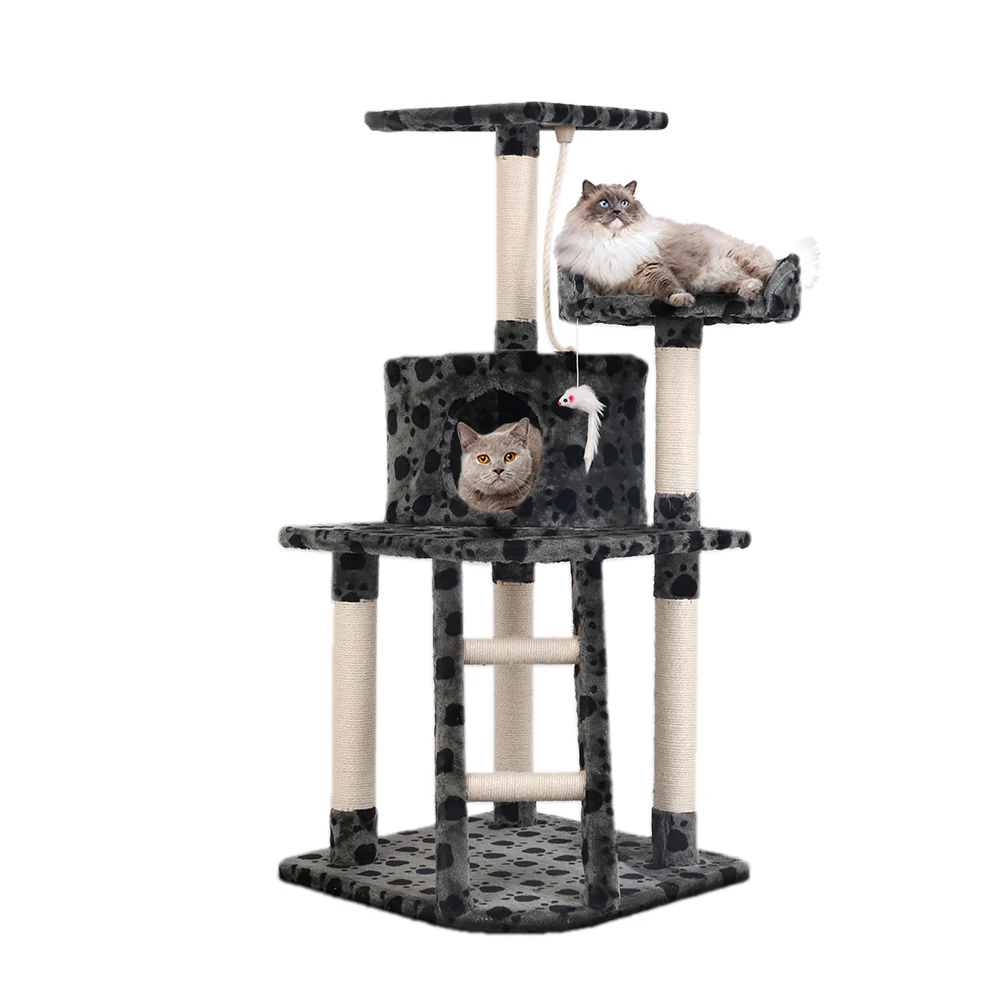 Cat Tree 120cm Trees Scratching Post Scratcher Tower Condo House Furniture 120cm - Dark Grey - Nurns
