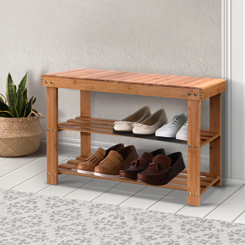Artiss Shoe Rack Shoe Bench 10 Pairs Bamboo - Nurns