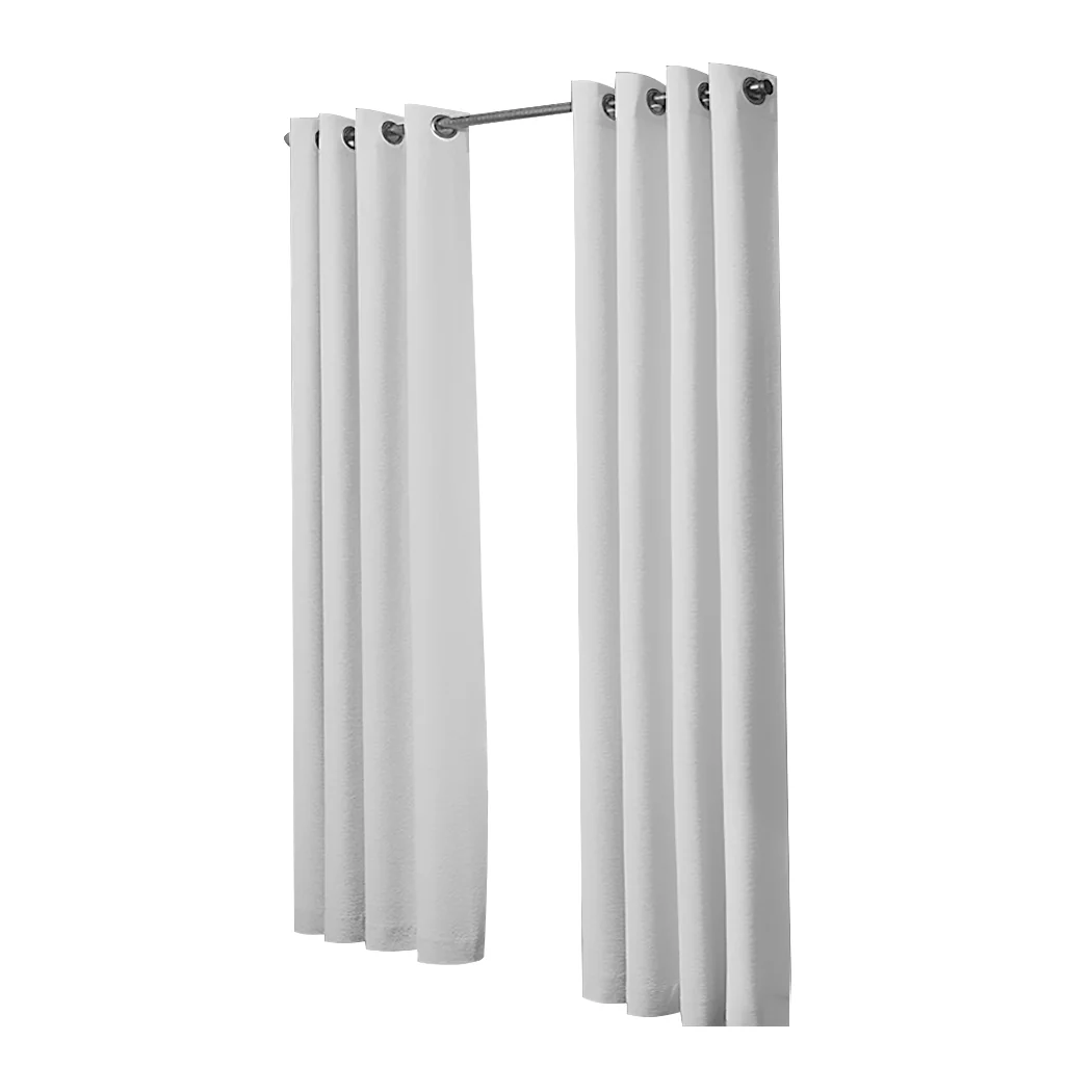 Set of 2 Blockout Curtains Panels 3 Layers Eyelet Room Darkening 140X160Cm Grey - Nurns