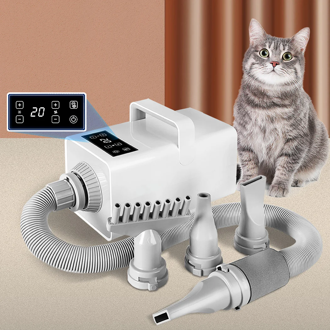 Dog Cat Pet Hair Dryer Grooming Blow Speed Hairdryer Blower Heater Blaster White - White - Nurns