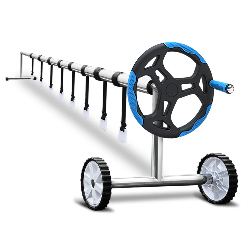 Swimming Pool Cover Roller Reel Adjustable Solar Thermal Blanket Blue - Nurns