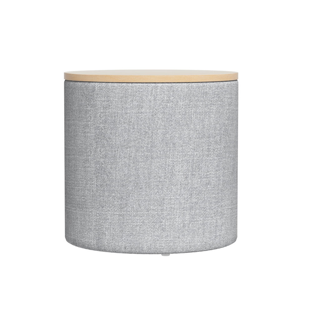 Storage Ottoman Blanket Box 40cm Linen Round - Grey - Nurns