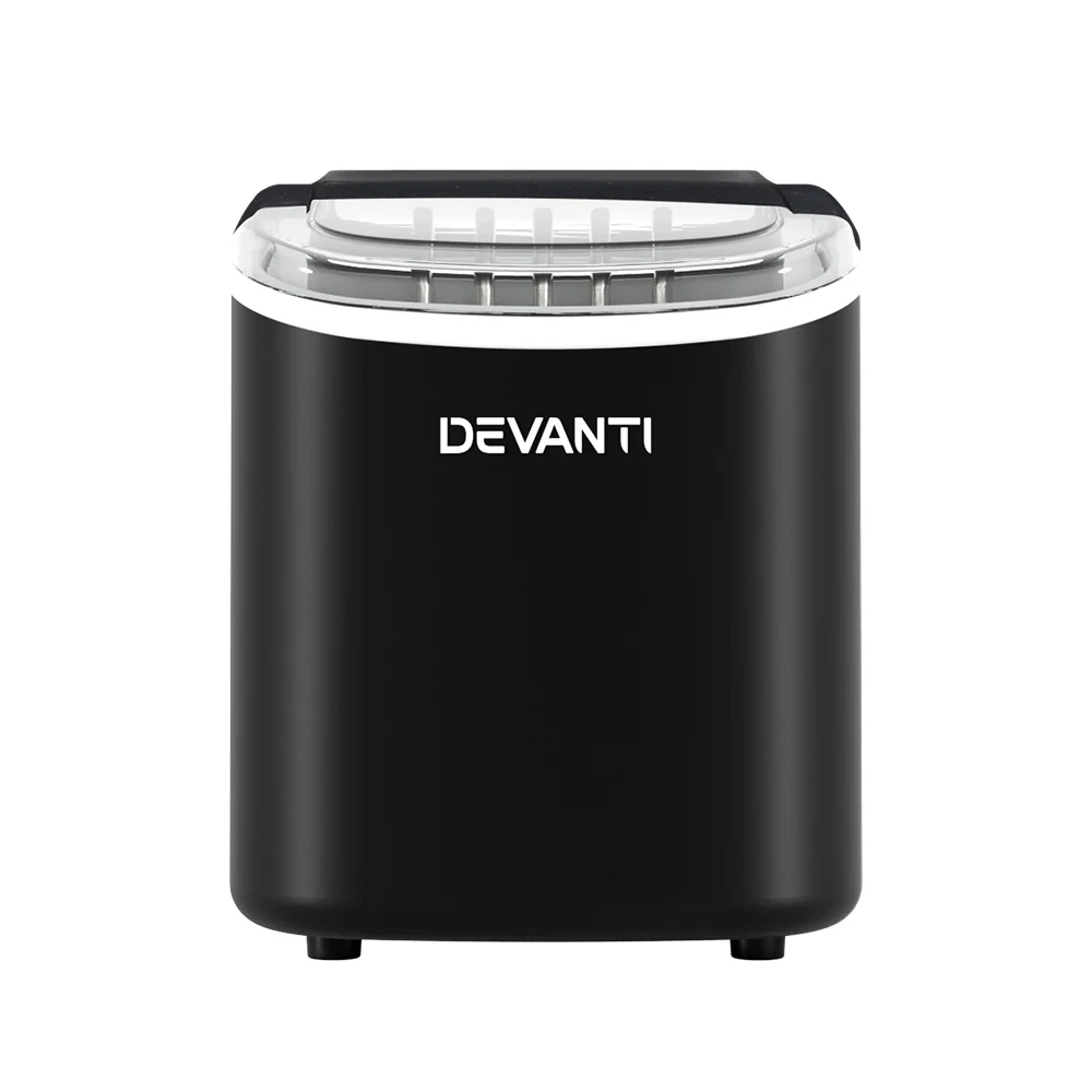 Devanti Portable Ice Maker Machine Ice Cube Tray 12kg Bar Countertop Black - Nurns