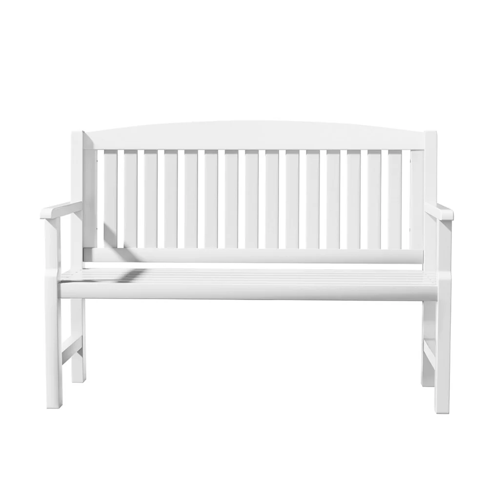 Emeric Outdoor Garden Bench Seat Wooden Chair Patio Furniture Timber Lounge - White - Nurns