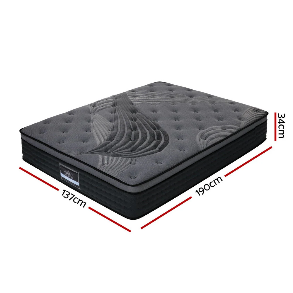 Balmy Bed & Mattress Package with 34cm Black Mattress - Black & Wood Double - Nurns