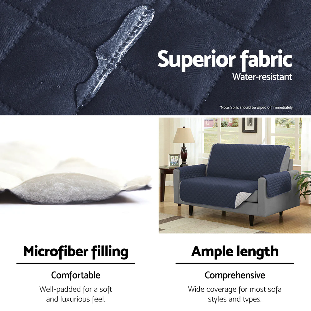 Sofa Cover Quilted Couch Covers Lounge Protector Slipcovers 3 Seater Dark Grey - Nurns