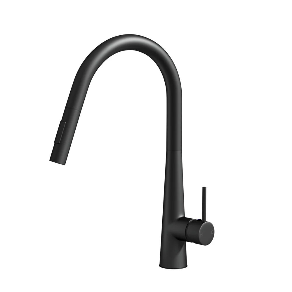 Kitchen Mixer Tap Pull Out Round 2 Mode Sink Basin Faucet Swivel - Black - Nurns