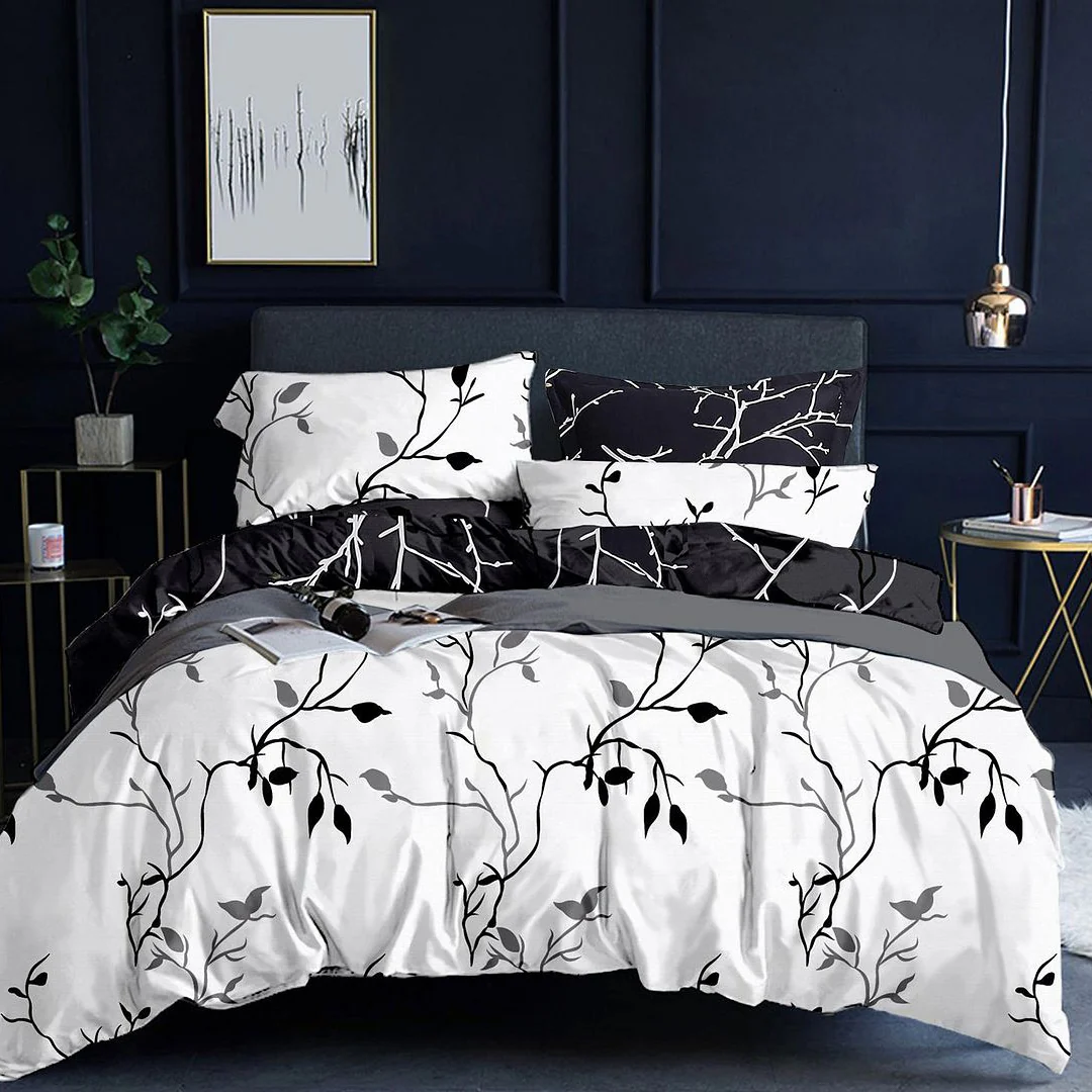 Queen Tree Reversible White Duvet Quilt Cover Set - Nurns
