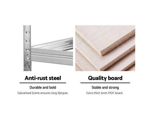 Giantz 5x1.8M Garage Shelving Warehouse Rack Pallet Racking Storage Shelf Silver - Nurns