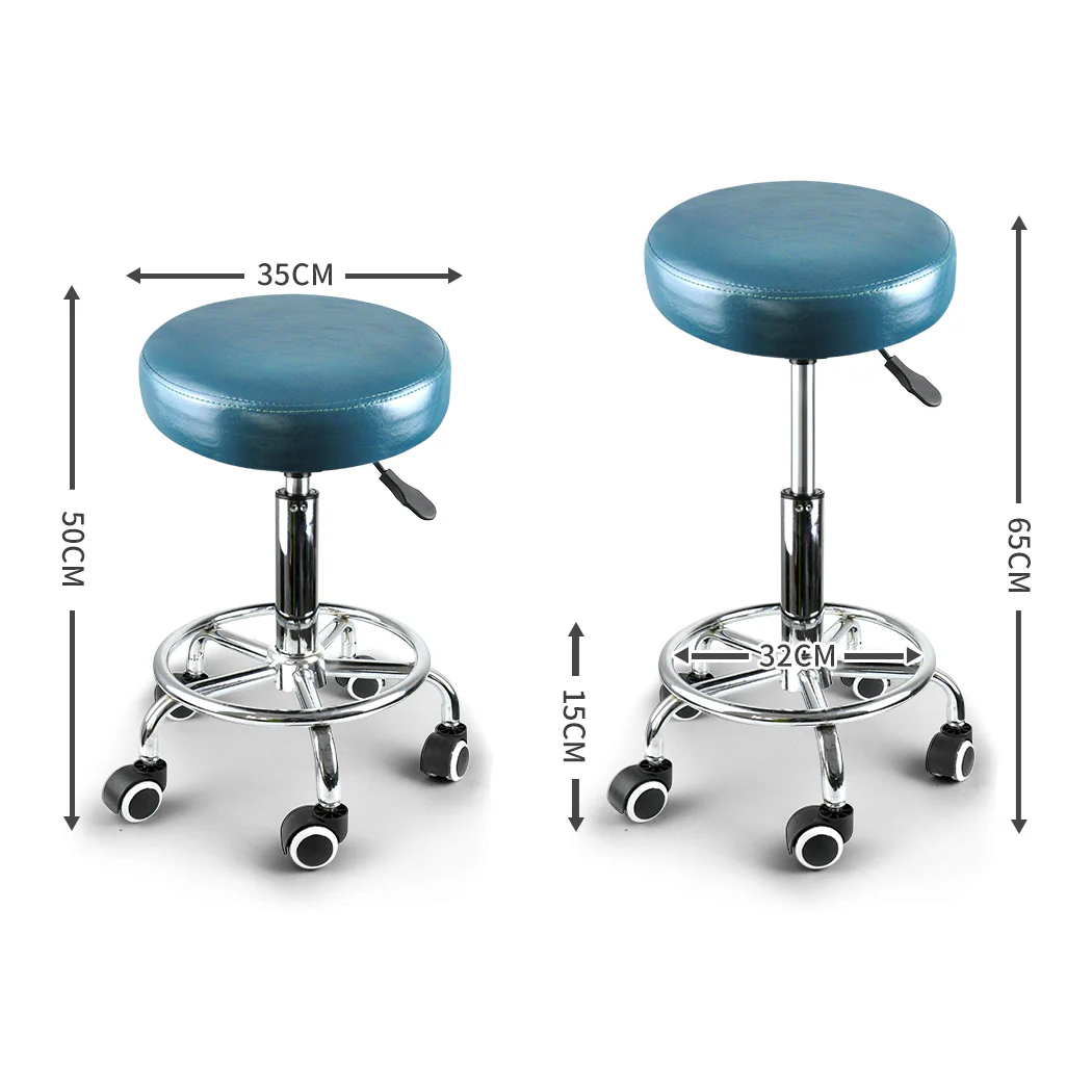 Set of 2 Swivel Salon Barstool Hairdressing Stool Barber Chair Equipment Beauty Teal - Nurns