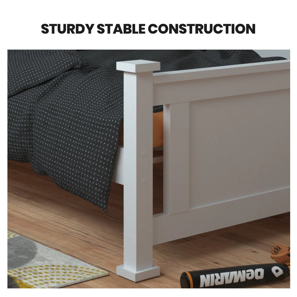 Maia Wooden Timber Bed Frame - White King Single - Nurns