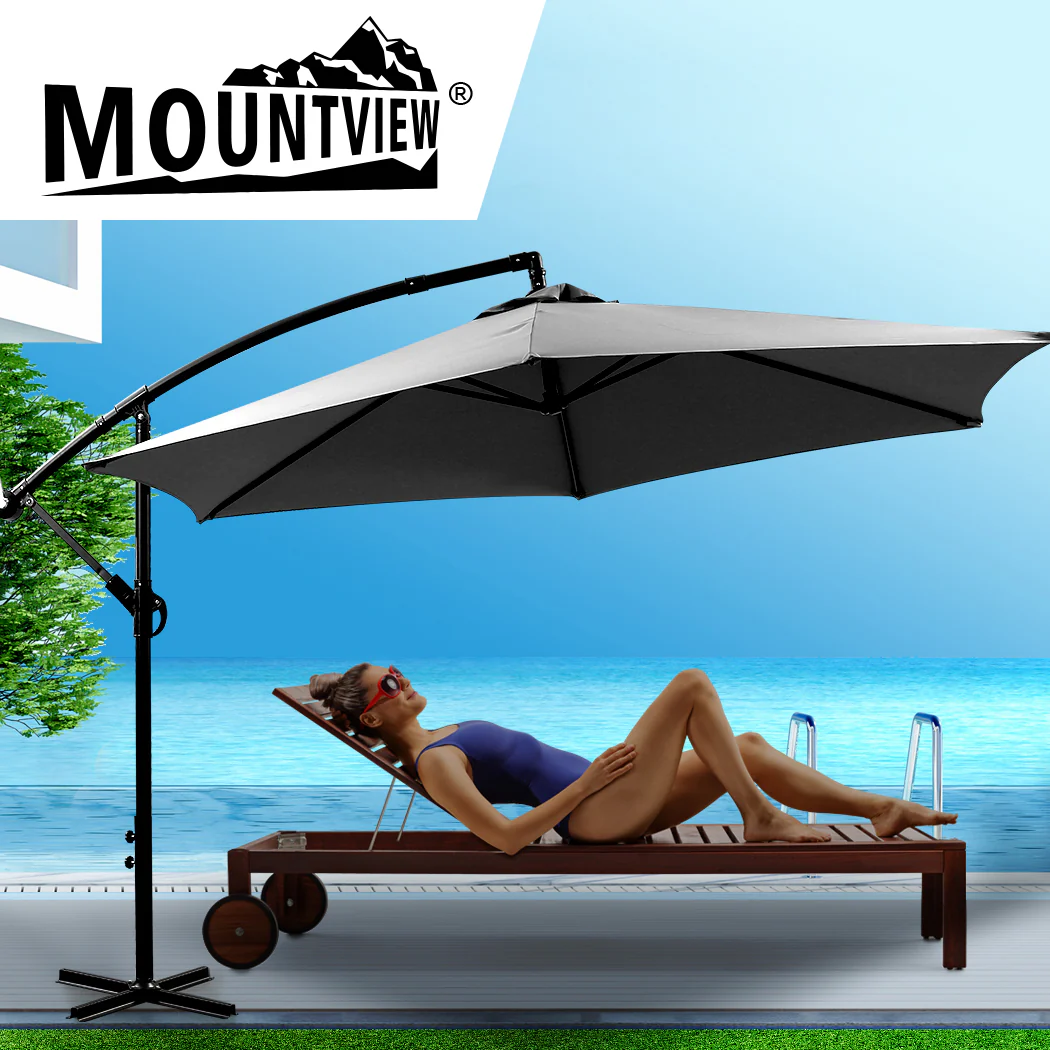 Mountview 3M Outdoor Umbrella Cantilever Grey Without Base - Nurns
