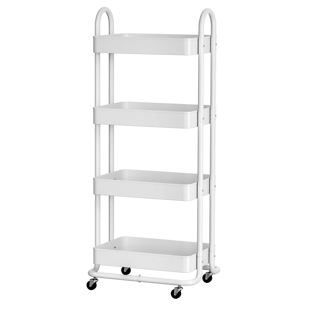Storage Trolley Kitchen Cart 4 Tiers - White - Nurns