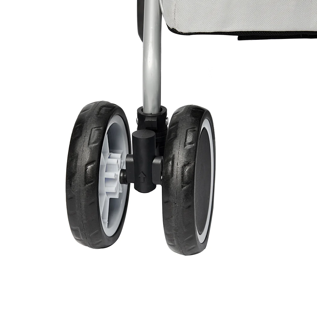 Pet Stroller Dog Cat Puppy Pram Travel Carrier 4 Wheels Pushchair Foldable Grey - Nurns