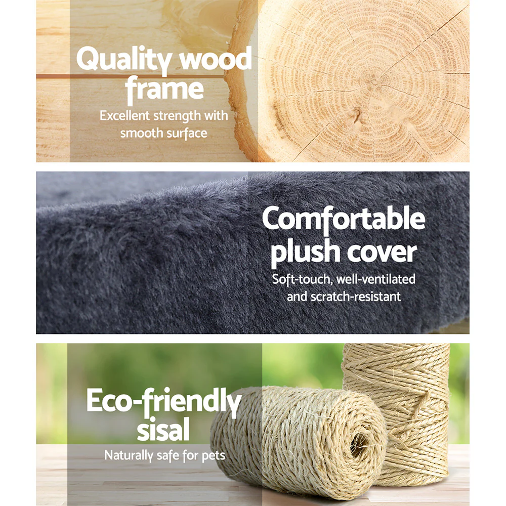 Cat Tree Scratching Post Scratcher Tower Condo House 94cm - Grey - Nurns