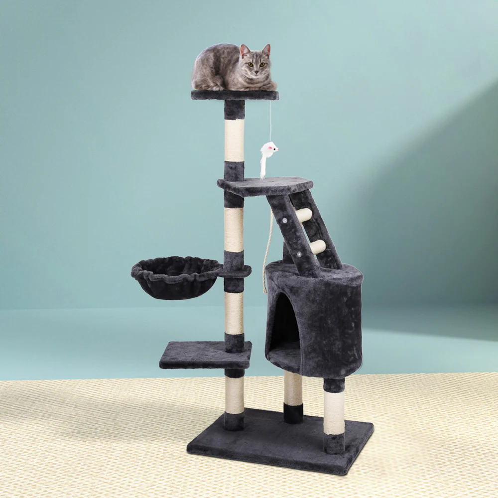 Cat Tree 120cm Trees Scratching Post Scratcher Tower Condo House Furniture Wood Multi Level - Nurns