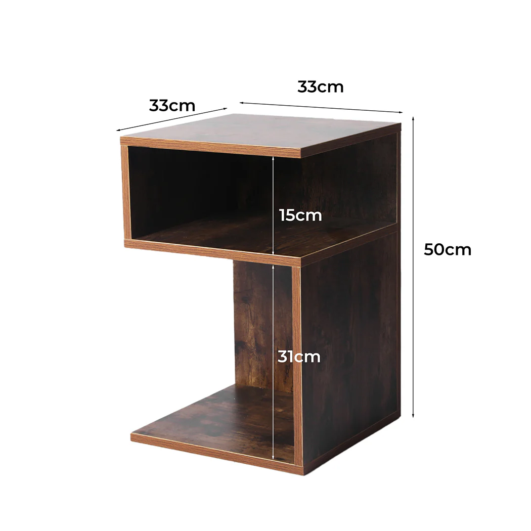 Dawson Wooden High Gloss Bedside Tables Wood Nightstand Storage Cabinet Bedroom - Oak - Nurns