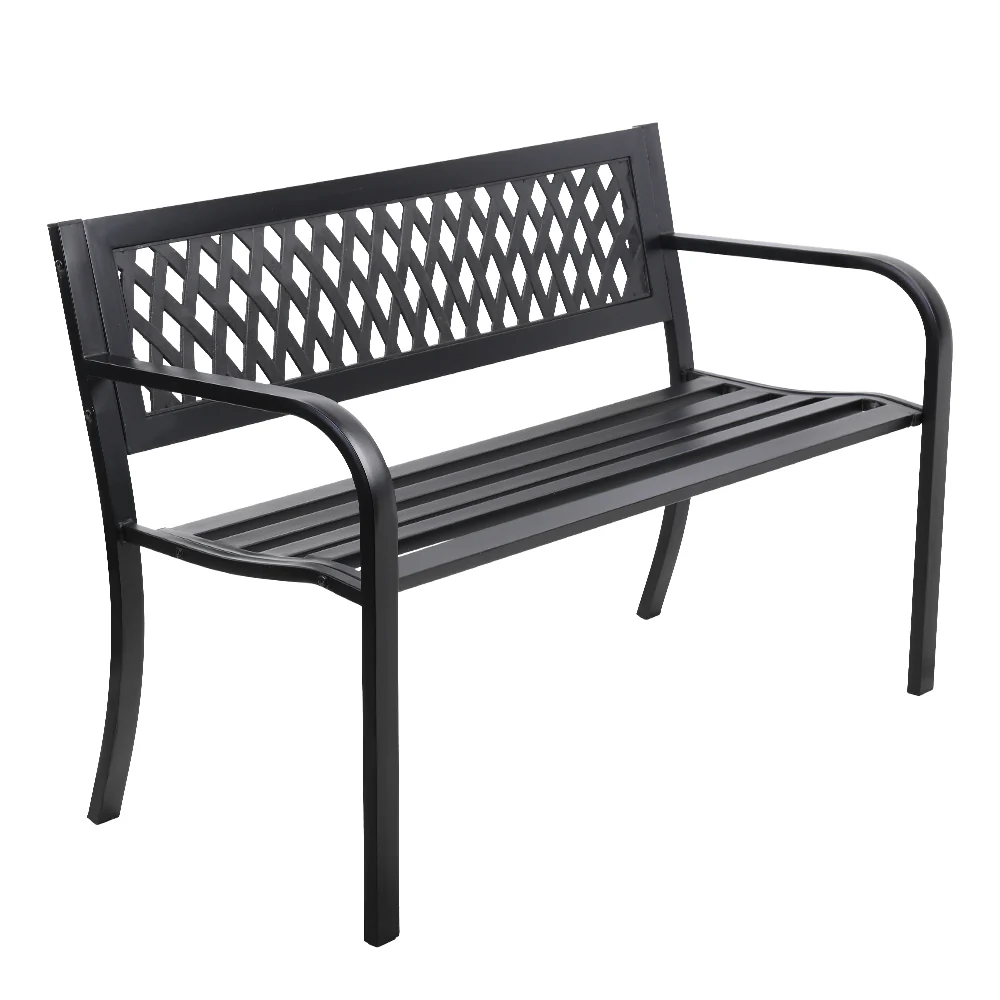 Calliope Steel Modern Garden Bench - Black - Nurns