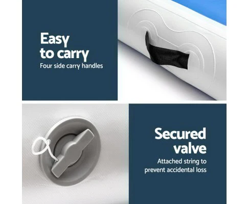 5m x 1m Inflatable Air Track Mat 20cm Thick Gymnastic Tumbling Blue And White - Nurns