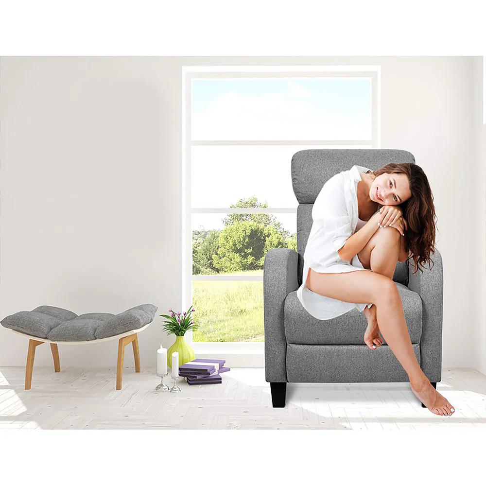 Indira Fabric Reclining Armchair - Grey - Nurns