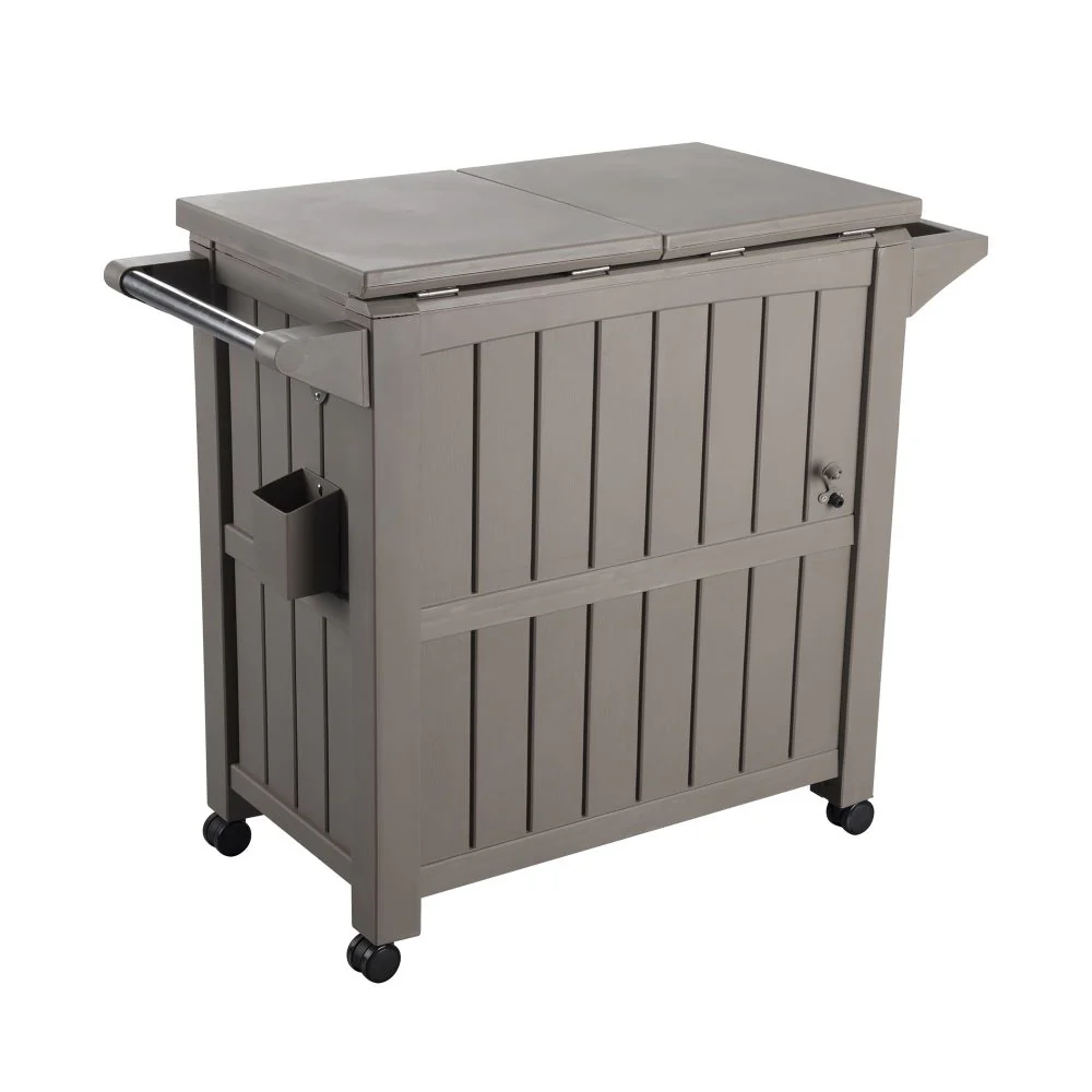 Kyle Garden Bar Serving Cart With Cooler - Taupe - Nurns