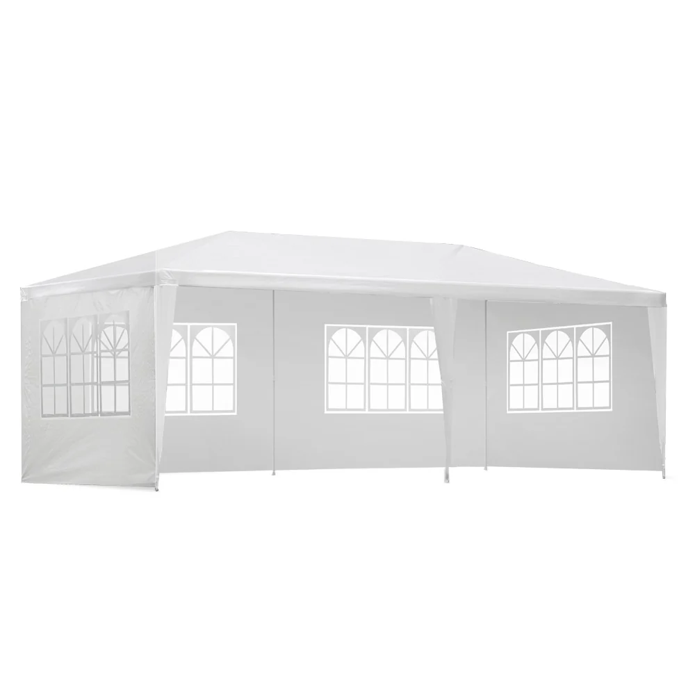 Instahut Gazebo 3x6m Marquee Wedding Party Tent Outdoor Camping Side Wall Canopy 4 Panel White - Nurns