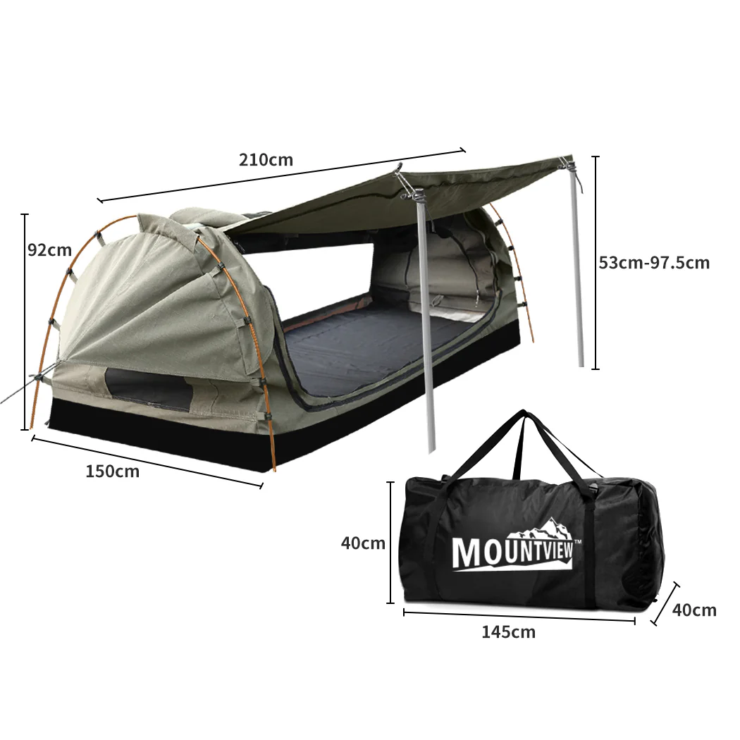 Mountview Double Swag Camping Swags Canvas Dome Tent Free Standing Grey - Nurns