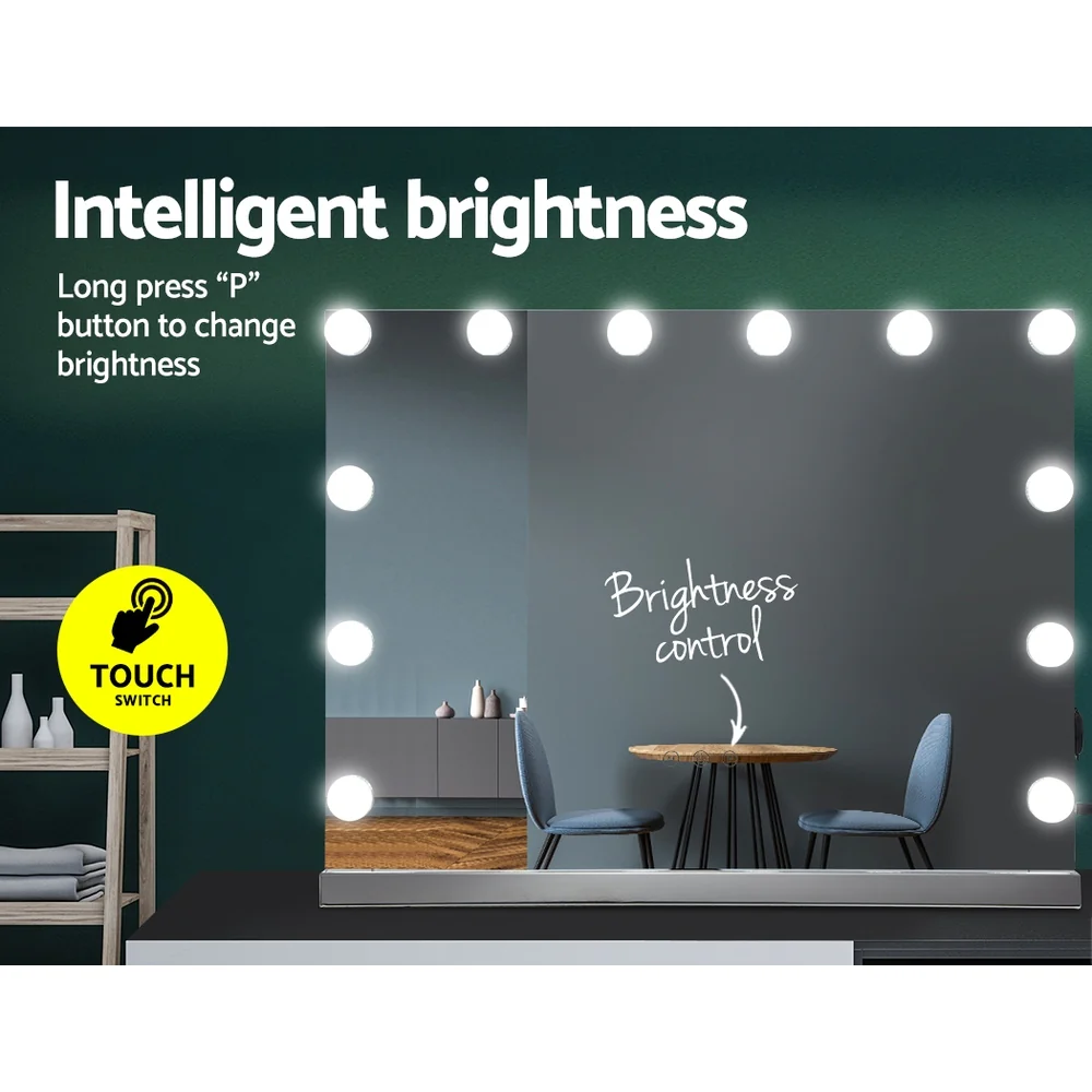 Hollywood Frameless Makeup Mirror With 15 LED Lighted Vanity Beauty 58cmx46cm - Nurns