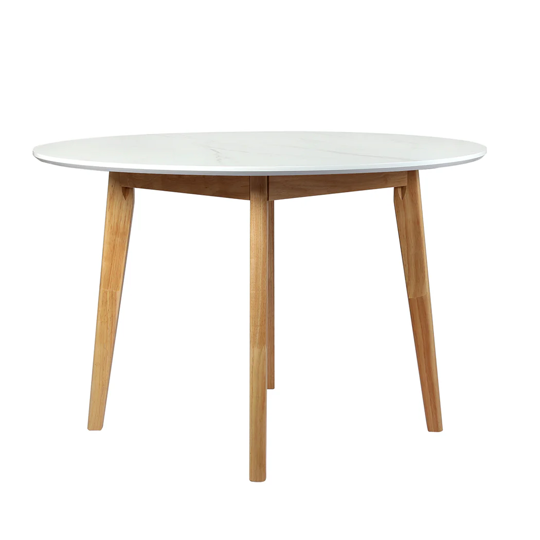 Dining Table Round Rubberwood Base 120cm - White - Nurns