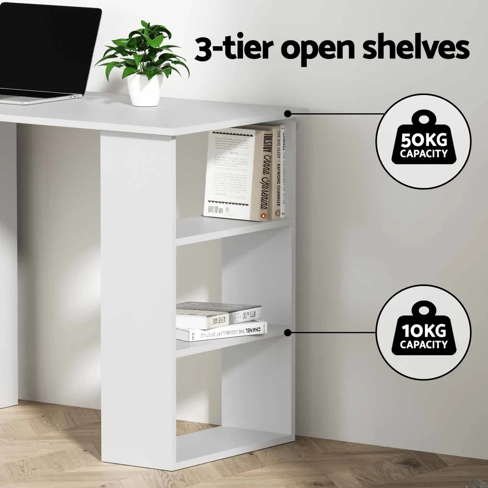 Artiss Computer Desk Drawer Shelf Cabinet White 120cm - Nurns