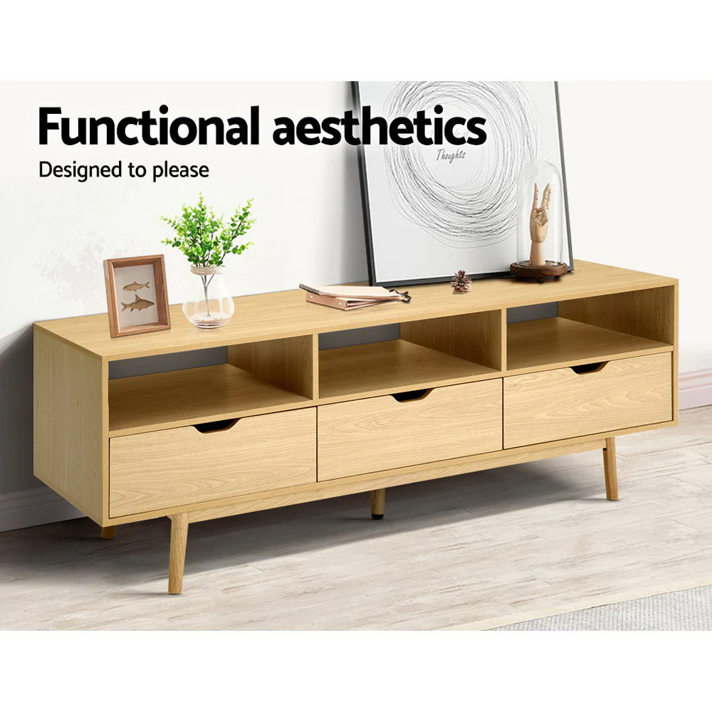 Ursa 160cm Wooden Scandinavian Entertainment Unit - Natural - Nurns