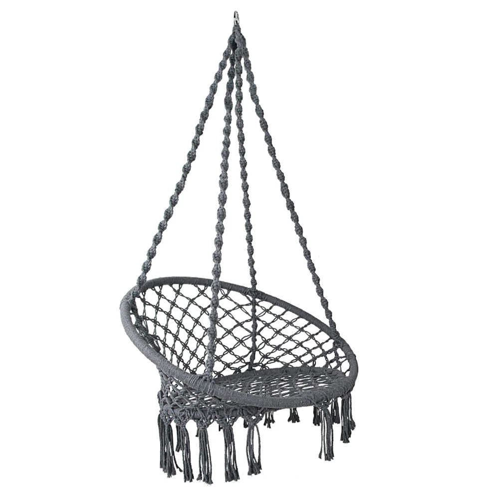 Hammock Chair Outdoor Hanging Macrame Cotton Indoor - Grey - Nurns