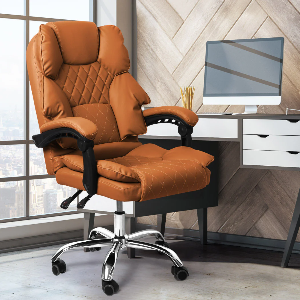 Levede Gaming Chair Office Computer Brown No Footrest - Nurns
