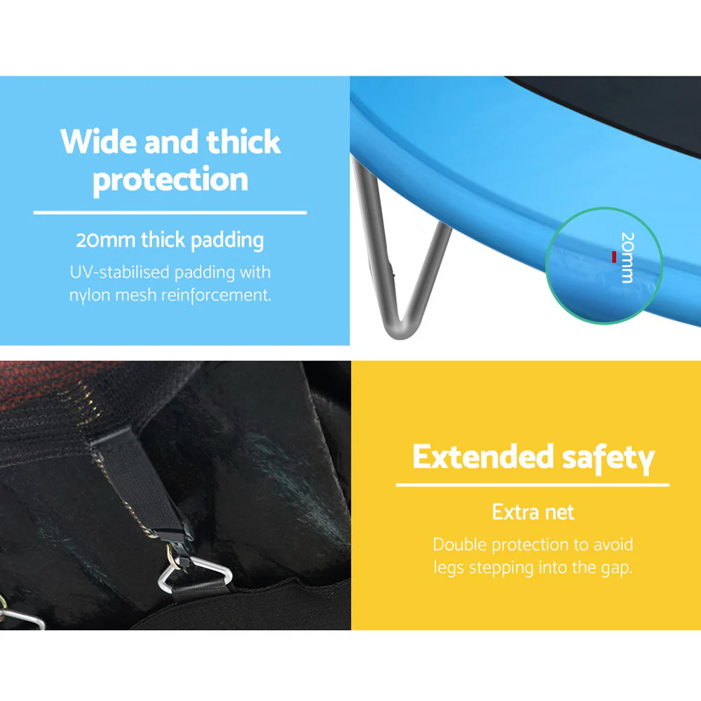 Everfit Trampoline for Kids 8FT with Ladder Enclosure Safety Net Pad Gift Round - Nurns