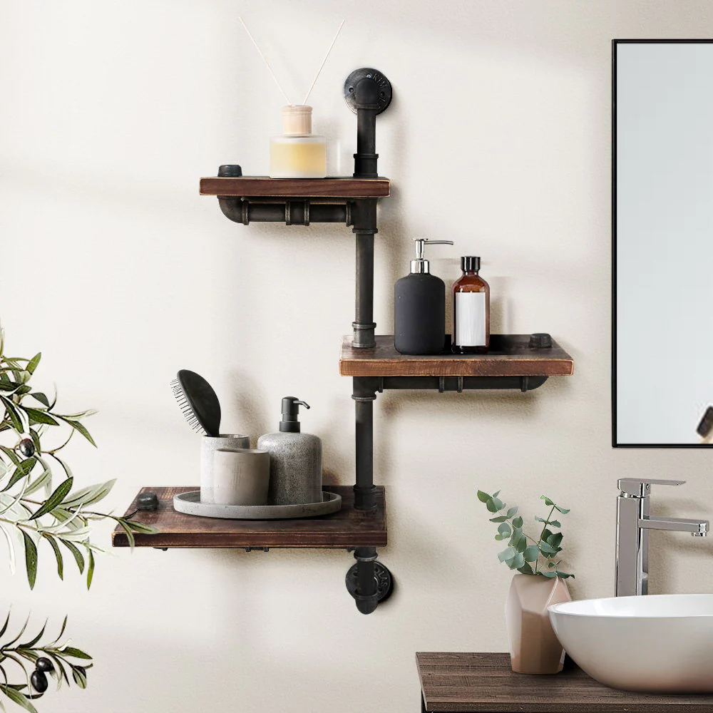 Artiss Floating DIY Pipe Shelf 3 Tiers - Ivan - Nurns