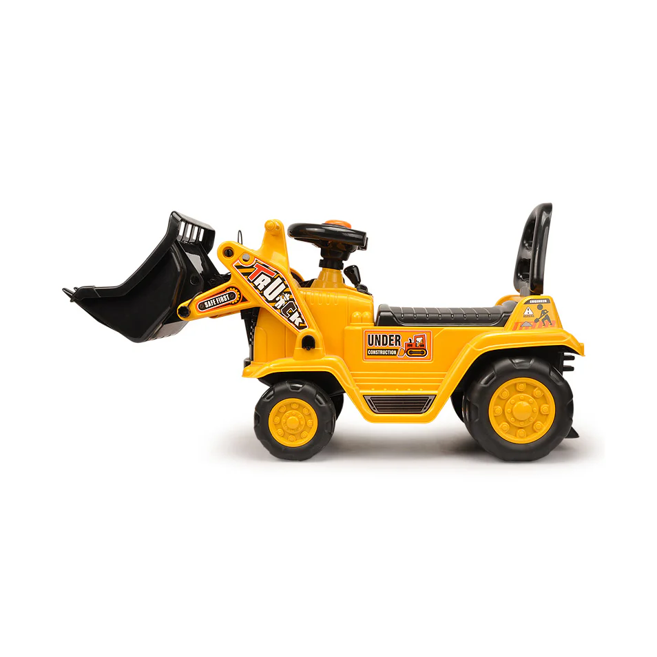Ride-on Digger with Interactive Gear Stick & Scoop - Yellow - Nurns