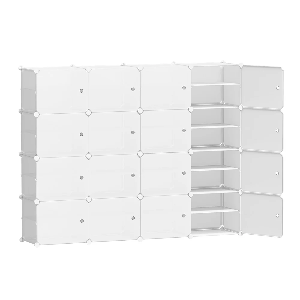 Artiss Shoe Rack DIY 16 Storage Cube Stackable White - Nurns