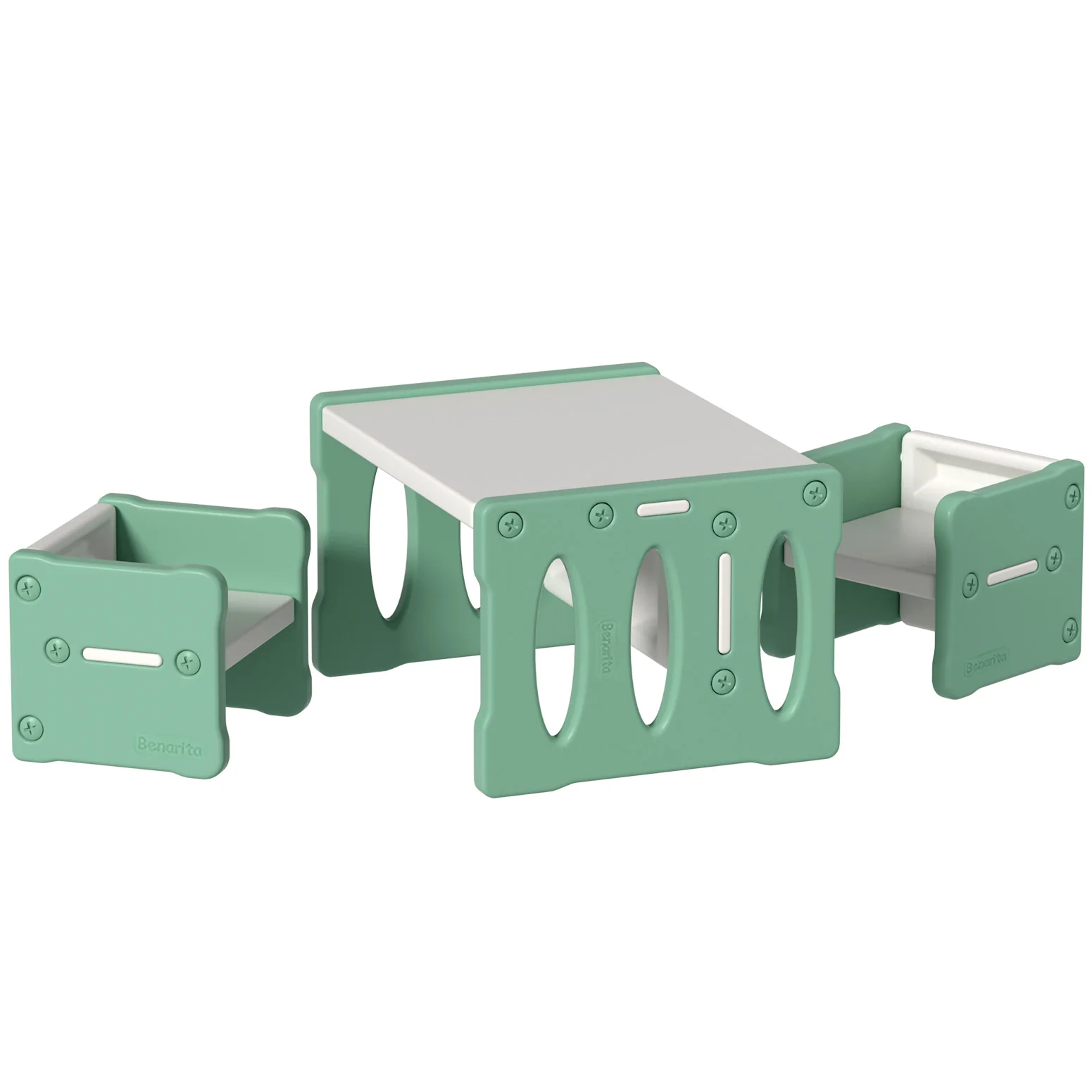 Pora 3-Piece Kids Table & Chairs Set Kids Table and Chairs Set - Green - Nurns