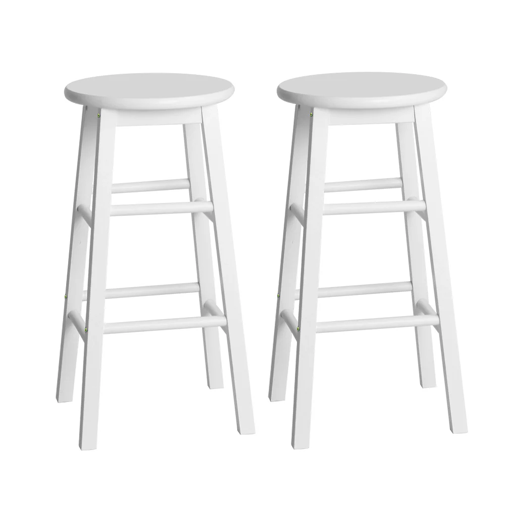 Set of 2 Lucerne Beech Wood Backless Bar Stools - White - Nurns
