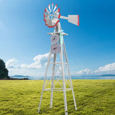 Garden Windmill 4ft 146cm Metal Ornaments Outdoor Decor Ornamental Wind Will - Nurns